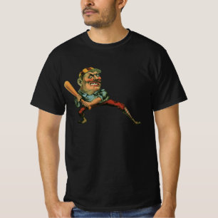 T-shirt Sports Vintage, joueur de baseball en colère Batte