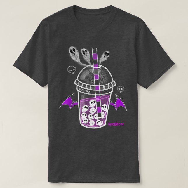 T-shirt Sposcène Ghos-Tea Éffrayant Boba Emo Goth Alt Purp (Design devant)