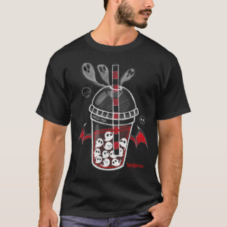 T-shirt Sposcène Ghos-Tea Éffrayant Boba Emo Goth Alt Red