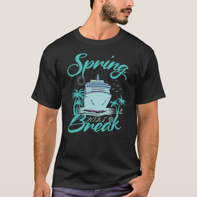 T-shirt Spring Break 2025 Cruise Ship Retro Design (Devant)