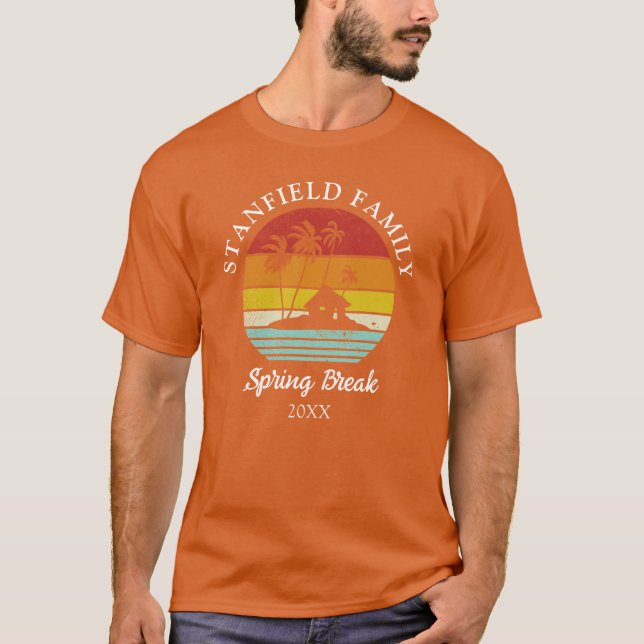 T-shirt Spring Break Palm Trees Correspondant Famille Pers (Devant)