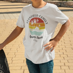 T-shirt Spring Break Retro Beach Hut Palm Trees Famille