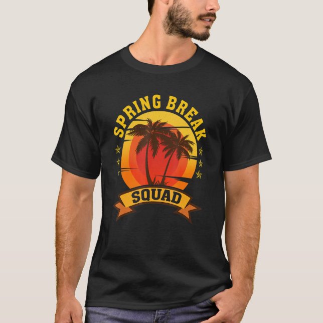 T-shirt Spring Break Squad 2023 Retro Beach Sunset Matchin (Devant)