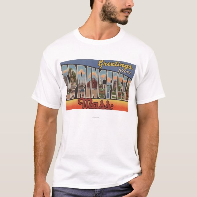 T-shirt Springfield, le Massachusetts - grande lettre (Devant)