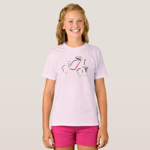 T-shirt Sprintcar 01 Noir et Rouge sur Rose Pâle