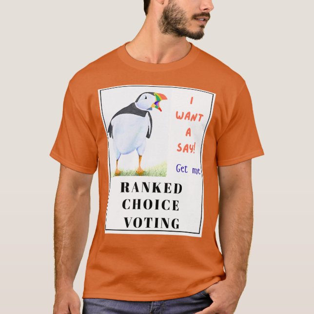 T-shirt Squawking puffin veut un Say dans le vote. (Devant)