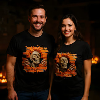 T-shirt Squelette 3d Poing à travers une conception murale