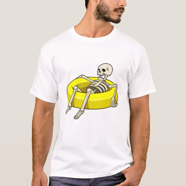 T-shirt Squelette à la natation avec anneau de natation (Devant)