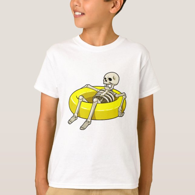 T-shirt Squelette à la natation avec anneau de natation (Devant)