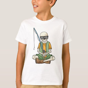 T-shirt Squelette à la pêche avec canne à pêche