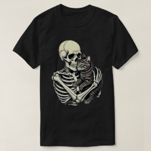 T-shirt Squelette Accrocher chat Funny Amoureux des chats 