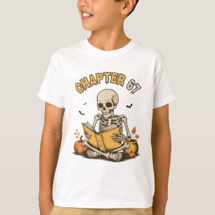 T-shirt Squelette amusant de Halloween lisant un livre 67 