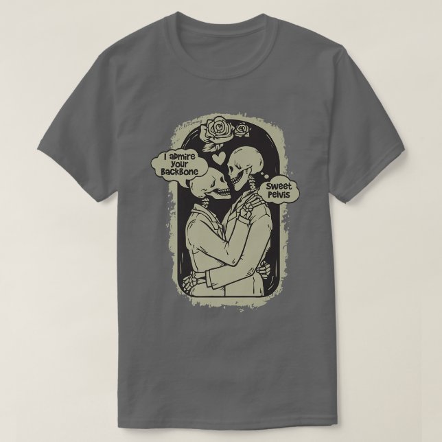 T-shirt Squelette amusant Embrasser le design d'admiration (Design devant)