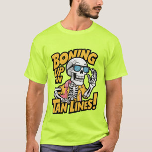 T-shirt Squelette amusant lignes tressées de plage mot art