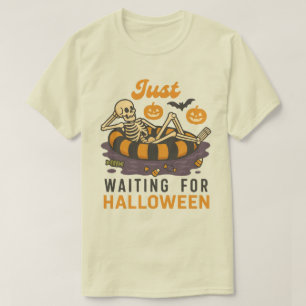 T-shirt Squelette attendant juste Halloween   Drôle d'épou