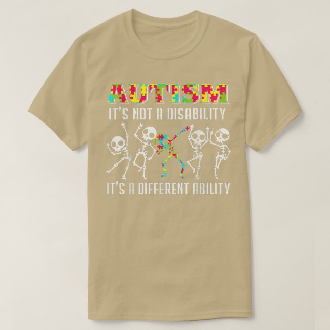 T-shirt Squelette Autiste Dabbing Pas Un Handicap Différen (Design devant)