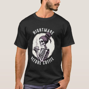 T-shirt Squelette Avec Café Chaud Lover Nightmare Avant Co