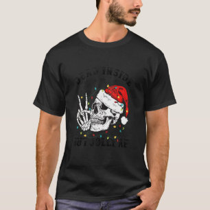T-shirt Squelette Avec Le Chapeau Du Père Noël Lumières Mo