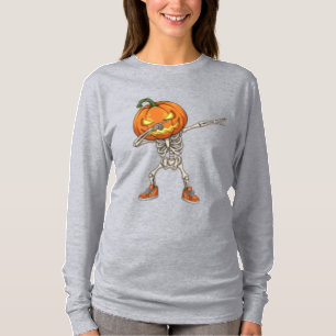T-shirt Squelette avec tête Citrouille Dab Dance Halloween