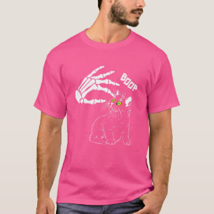 T-shirt Squelette Boop main sur le nez d'un chat Halloween