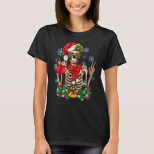 T-shirt Squelette buveur de café Noël Crâne Chapeau de Pèr