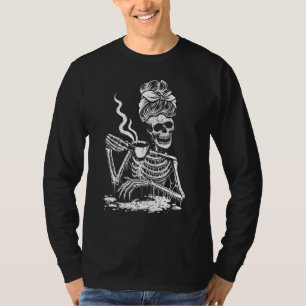 T-shirt Squelette buveur de café paresseux Costume DIY Hal