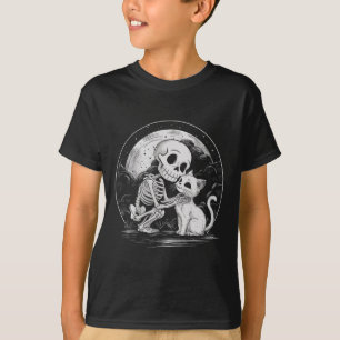 T-shirt Squelette Chat Crâne Kitty Cute Goth Halloween Cos