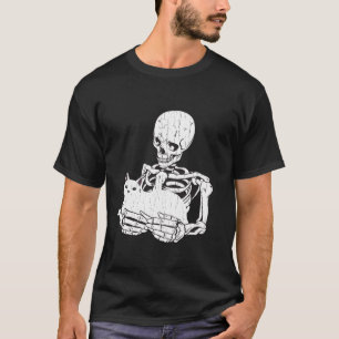 T-shirt Squelette Chat Crâne Kitty Cute Goth Halloween Men