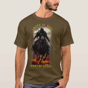 T-shirt Squelette Chevalier épée du coeur os de pierre
