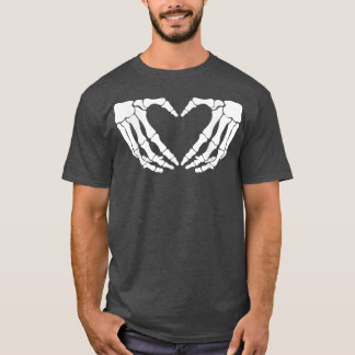 T-shirt Squelette Coeur main Signes Os Costume Drôle Hallo