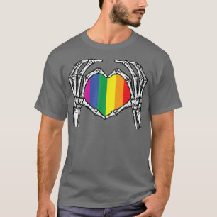 T-shirt Squelette Coeur main Signes Os Costume Drôle LGBT