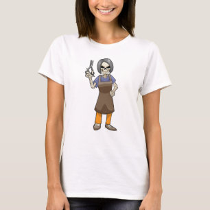 T-shirt Squelette comme coiffeur avec ciseaux