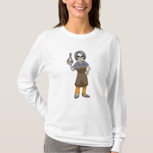 T-shirt Squelette comme coiffeur avec ciseaux
