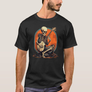 T-shirt Squelette cool avec guitare pour Rockn Roll Musica