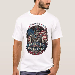 T-shirt Squelette Cowboy Patriotique Squelette Dark Patrio