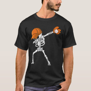 T-shirt Squelette Dabbing Baseball Halloween Joueur Receve