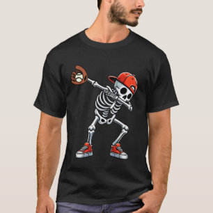 T-shirt Squelette Dabbing Baseball Halloween Joueur Receve