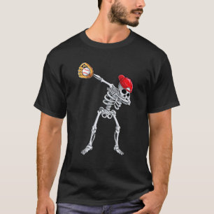 T-shirt Squelette Dabbing Baseball Joueur de Halloween Rec