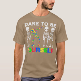T-shirt Squelette Dabbing Oser Être Vous-Même Autisme Reco
