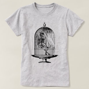 T-shirt Squelette dans une cage à oiseaux