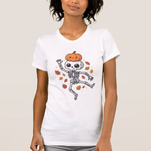 T-shirt Squelette dansant Halloween mignon avec tête de ci