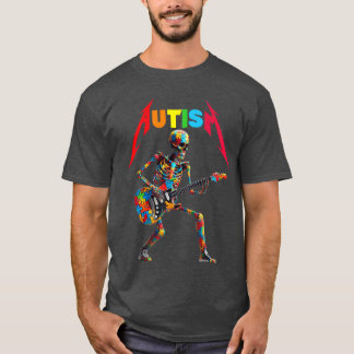 T-shirt Squelette d'autisme Guitar Rock Music Lover Autism