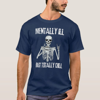 T-shirt Squelette De Café - Mentalement Mal Mais Totalemen