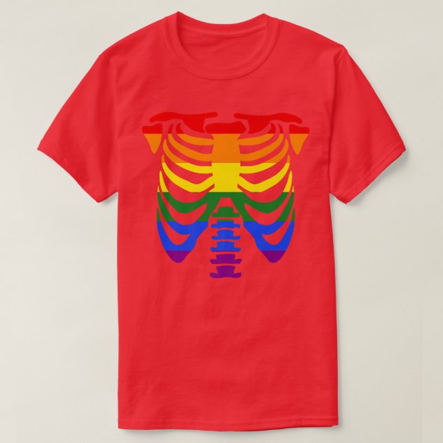 T-shirt Squelette de cage de côtes, gay pride homosexuel,  (Design devant)