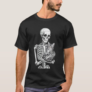 T-shirt Squelette de citation drôle aime les chats jusqu'à