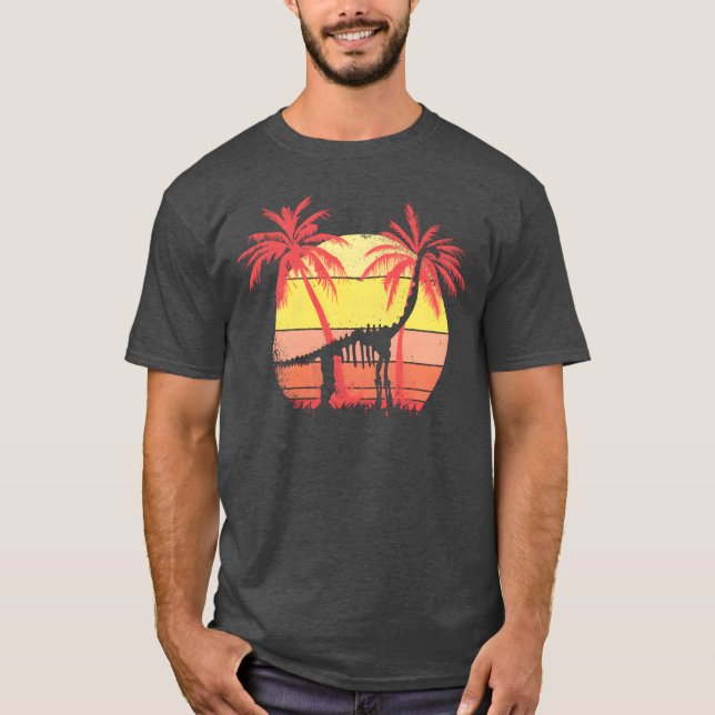 T-shirt Squelette de dinosaure Brachiosaure Coucher de sol (Devant)