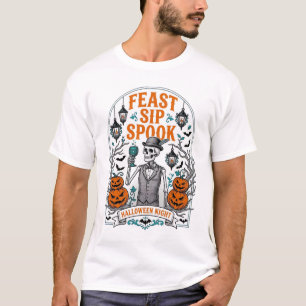 T-shirt Squelette de fête de citrouille Halloween Fête Buv