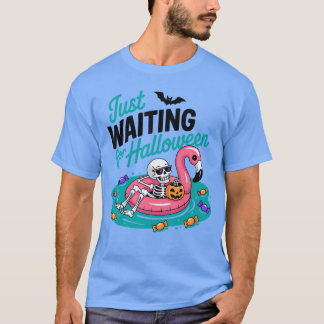 T-shirt Squelette de flamant rose d'Halloween qui attend j