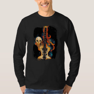T-shirt Squelette de guitare avec flammes sur la Galaxie