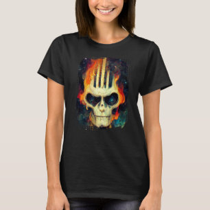 T-shirt Squelette de guitare avec flammes sur la Galaxie